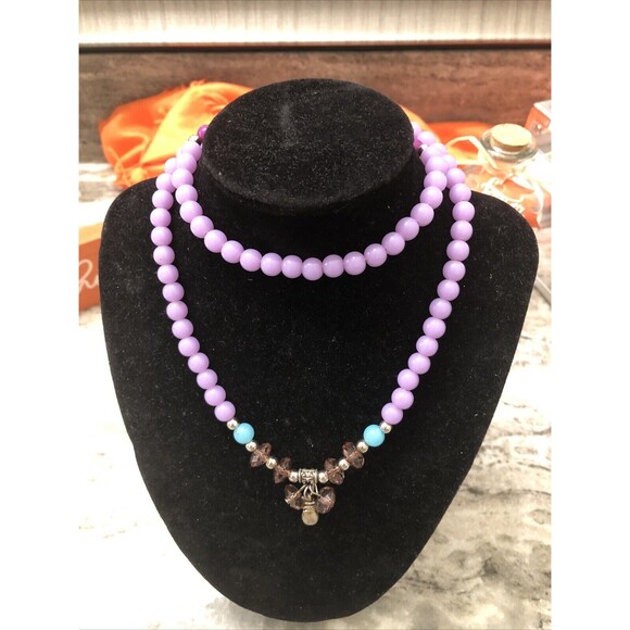 Purple Multicolored Plastic Necklace - Picture 1 of 7